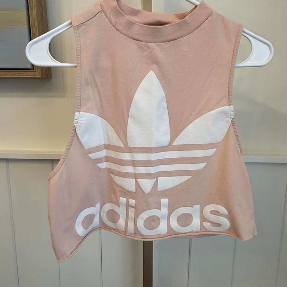 Adidas Women's Pink and Tan Crop-top